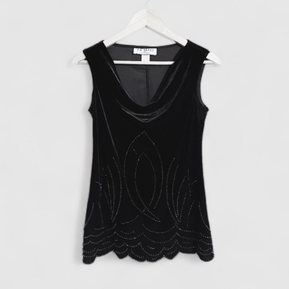 JR Nites Vintage Velvet Beaded Cocktail Top